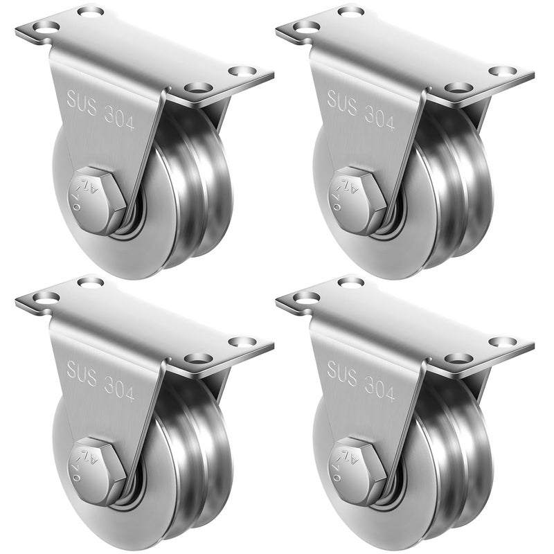 Threlaco 4 Pack Double Groove Cable Fixed Pulley Block Wall Mount Cable Wheel Pulley Heavy Duty Duplex 304 Stainless Steel Silent Block Internal Bearing Inside for Lifting System DIY Gym Equipment - Image 1